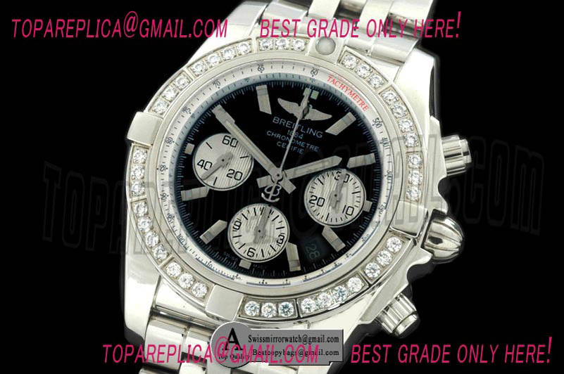 Breitling Chronomat B01 TT SS/SS/Diamond Black Sticks A-7750 Replica Watches