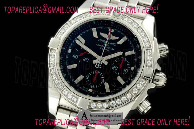 Breitling Chronomat B01 TT SS/SS/Diamond Black Sticks A-7750 Replica Watches