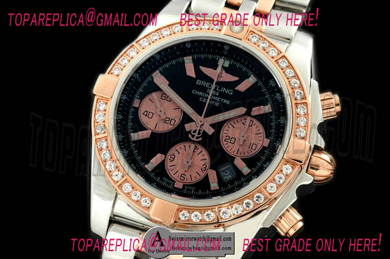 Breitling Chronomat B01 TT SS/Rose Gold/Diamod Black Sticks A-7750 Replica Watches