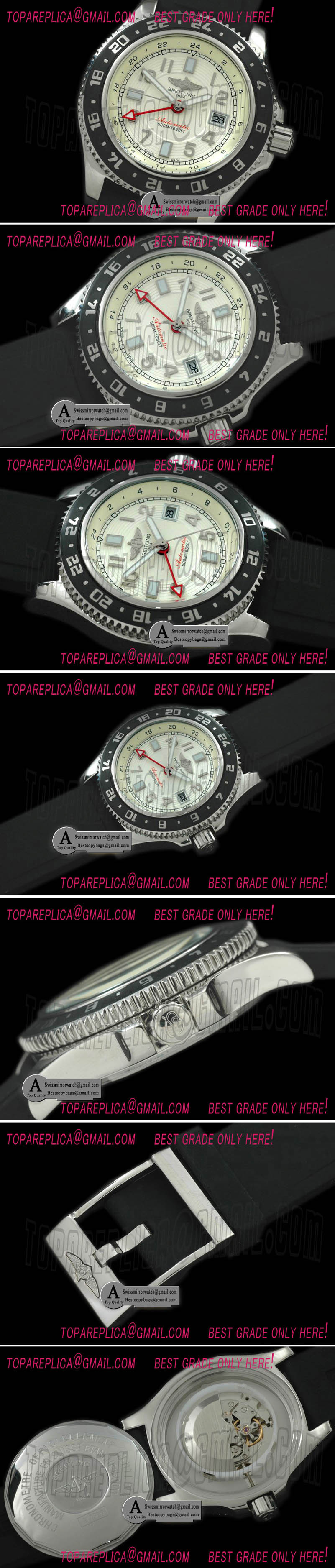 Breitling Abyss GMT SS/Rubber White Asian 2813 Replica Watches