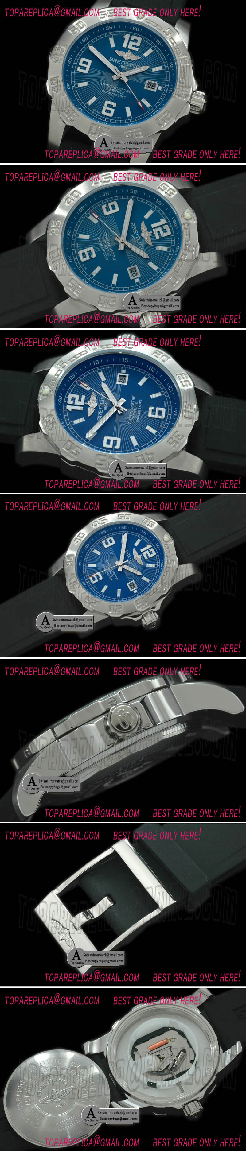 Breitling Colt 44 SS/Rubber Blue Stick/Numeral Jap OS Quartz Replica Watches