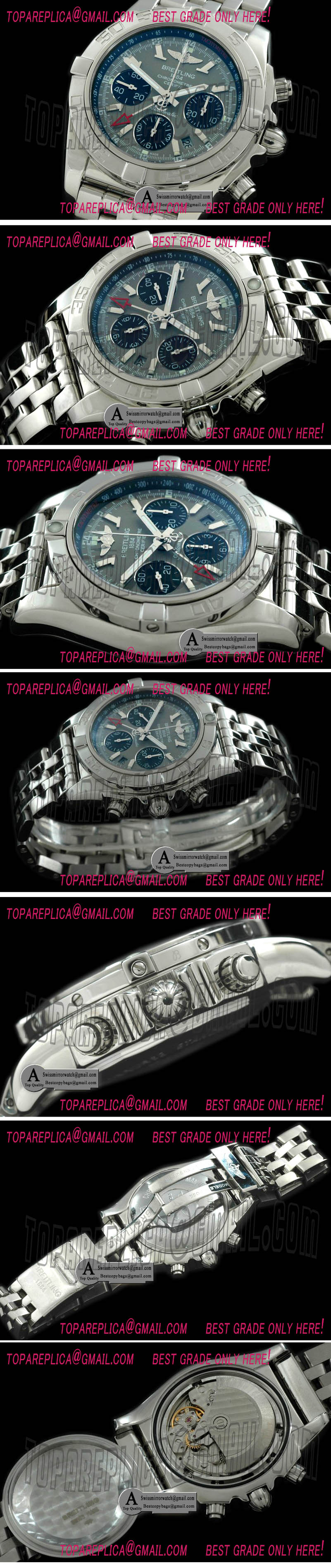 Breitling Chronomat B01 GMT SS/SS Graphite Stick A-7750 Replica Watches