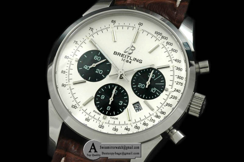 Breitling AB015212/G724 TransOcean Chrono Men SS/Leather White A-7750 28800bph Replica Watches