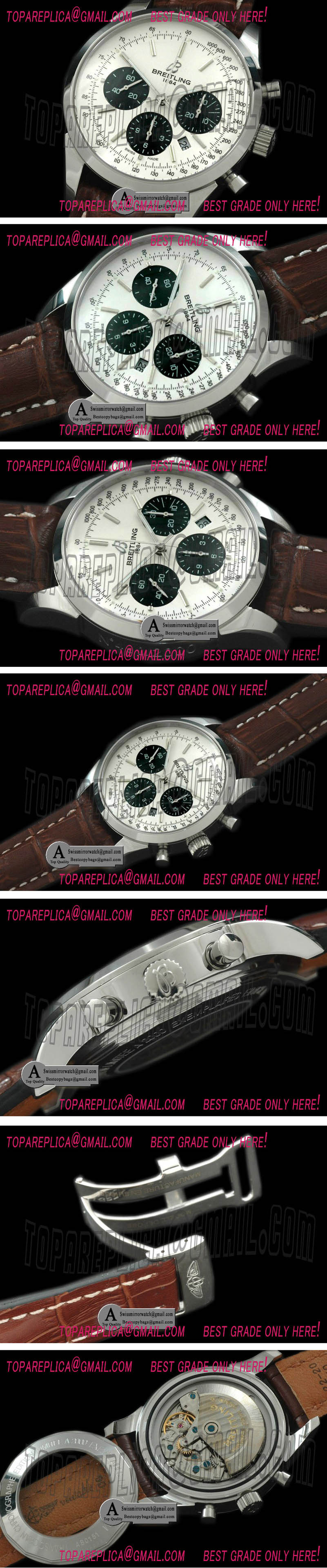 Breitling AB015212/G724 TransOcean Chrono Men SS/Leather White A-7750 28800bph Replica Watches