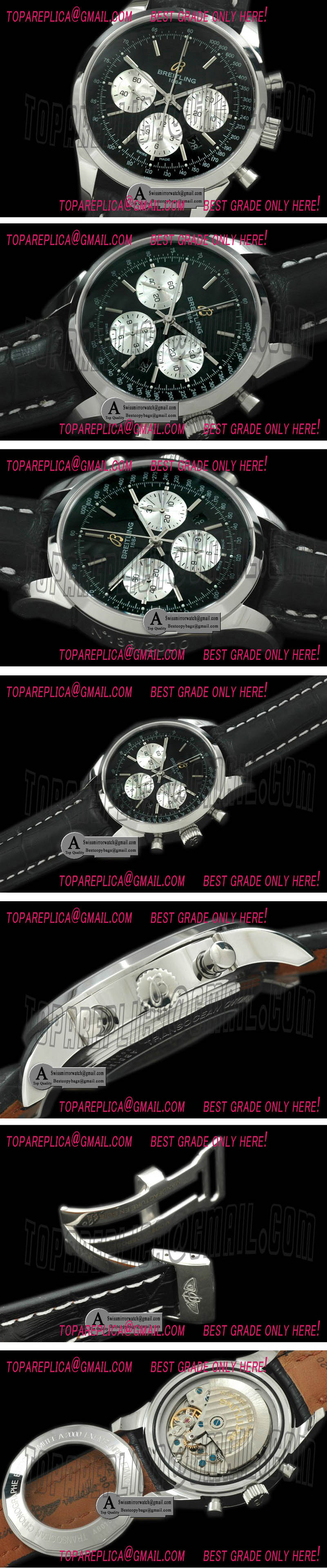 Breitling AB015112/BA59 TransOcean Chrono Men SS/Leather Black A-7750 28800bph Replica Watches