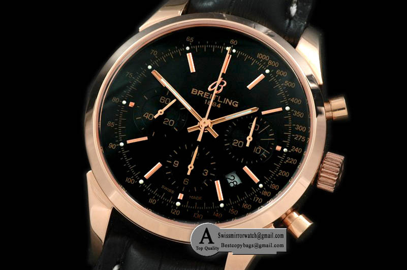 Breitling RB015212/BB16 TransOcean Chrono Men Rose Gold/Leather Black A-7750 28800bph Replica Watches