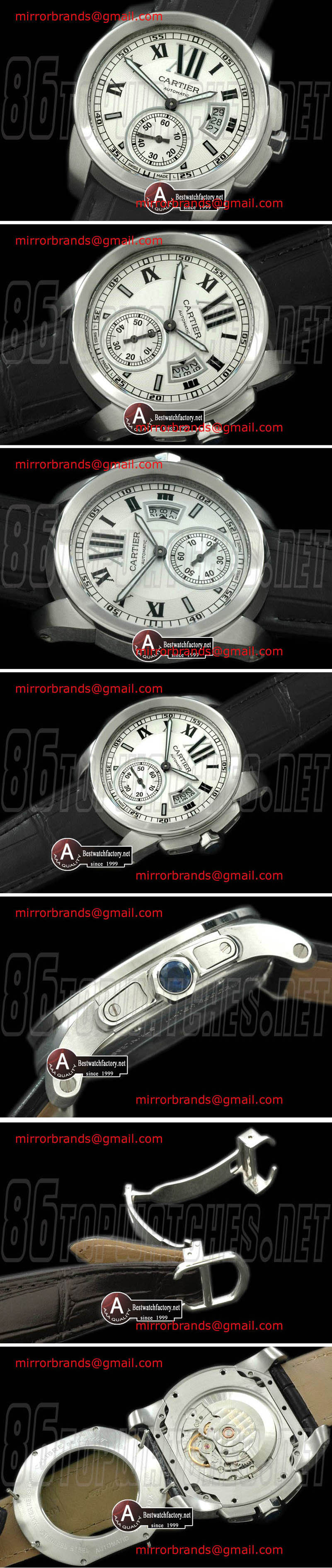Luxury Cartier Calibre de Cartier W7100013 SS/Leather White Asian 2824 28800bph