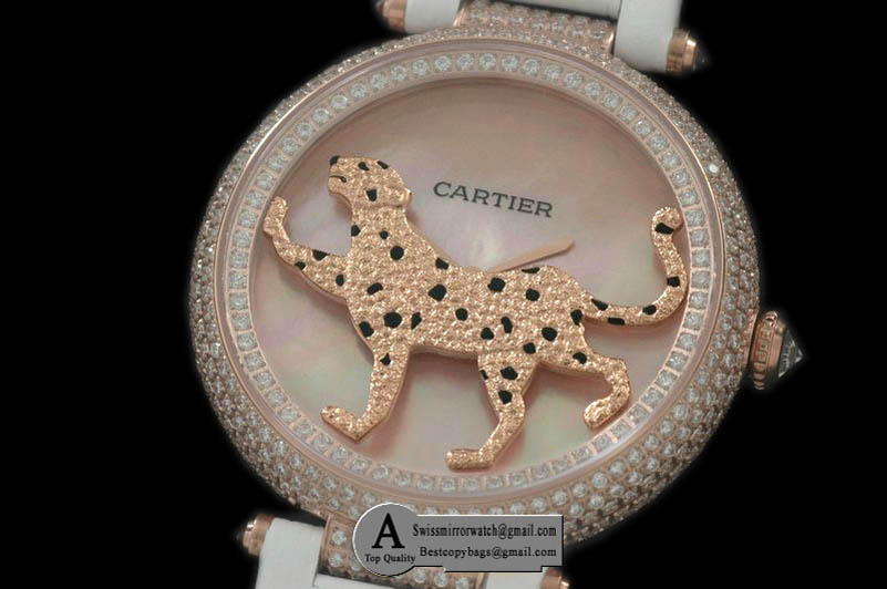 Cartier Panthere de Cartier Ladies Rose Gold/Leather Pink Swiss Quartz Replica Watches