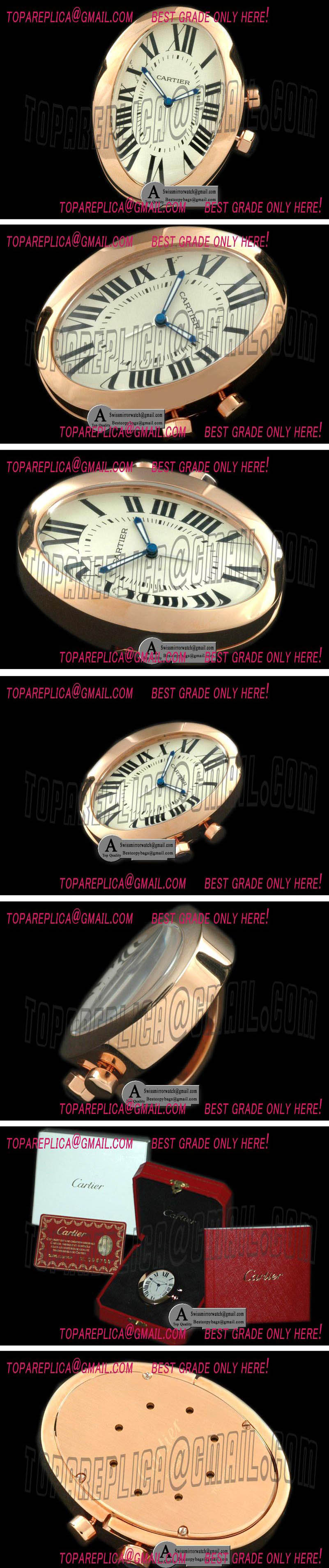 Cartier W0100083 Baignoire Style Rose Gold Alarm Clock with Boxset Replica Watches