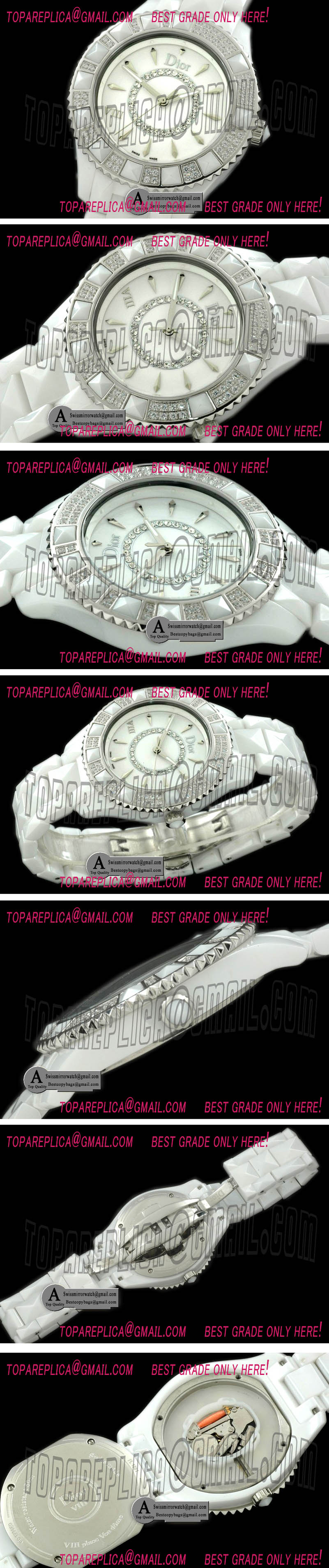Christian Dior VIII Ceramic/Ceramic/Diamond White Jap Quartz Replica Watches