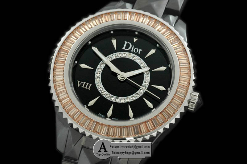 Christian Dior VIII Full Size Ceramic/Ceramic/Amb Ruby Black Japanese Quartz Replica Watches