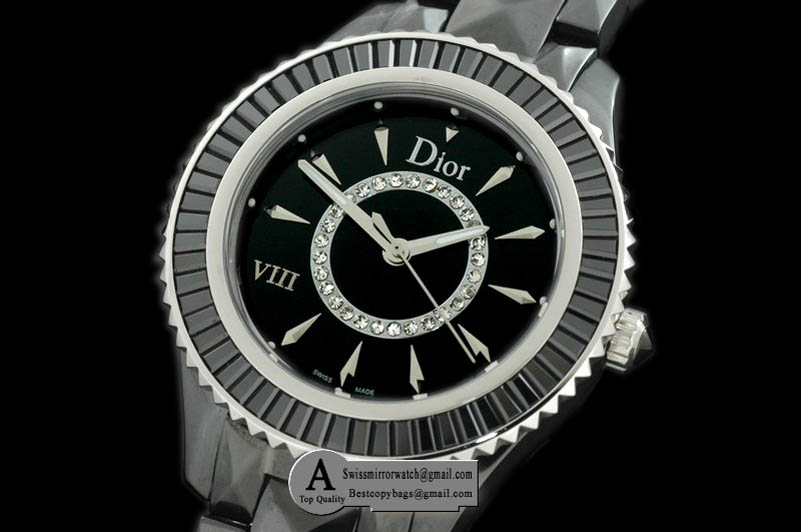 Dior VIII Full Size Ceramic/Ceramic/Black Ruby Black Japanese Quartz Replica Watches