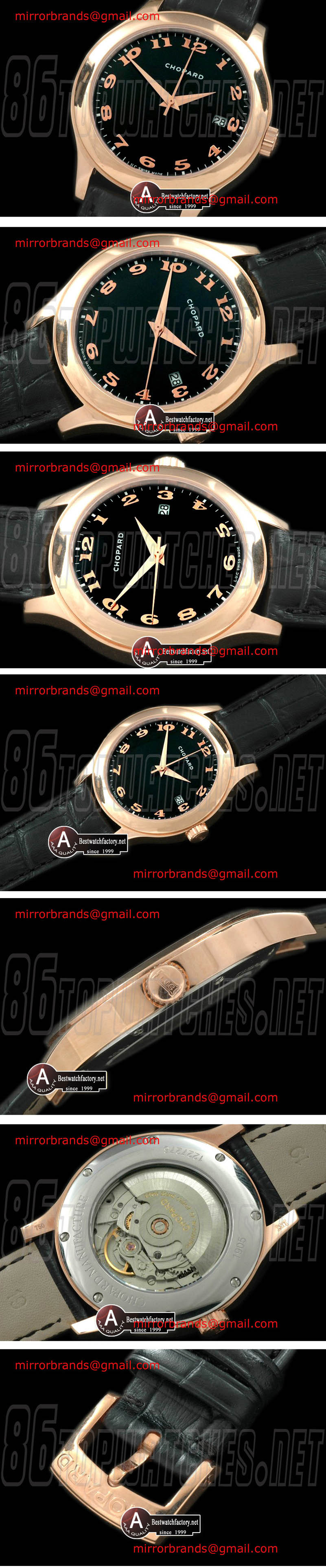 Luxury Chopard LUC Automatic Rose Gold/Leather Black Asia 2824