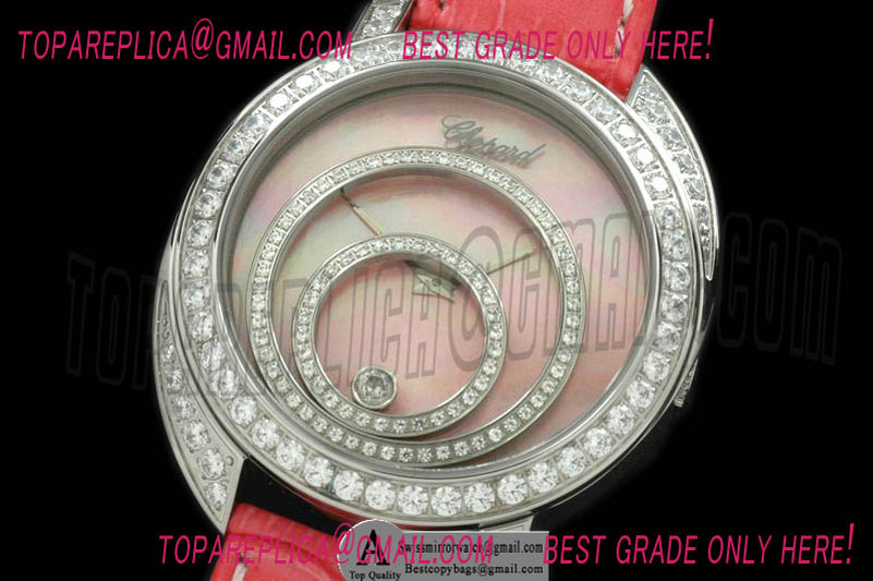 Chopard 207061-1001 Happy Spirit SS/Diamond/Leather MOP Pink Swiss Quartz