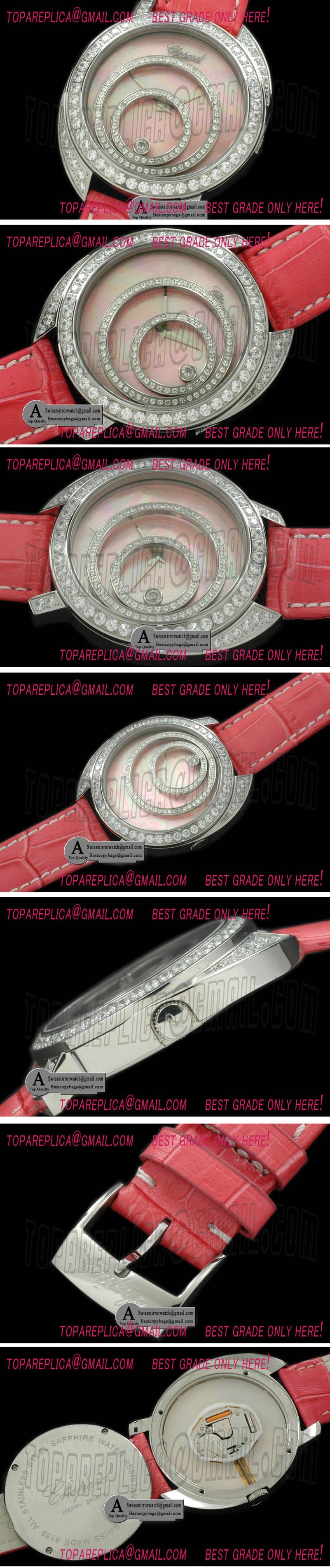 Chopard Happy Spirit SS/Diamond/Leather MOP Pink Swiss Quartz