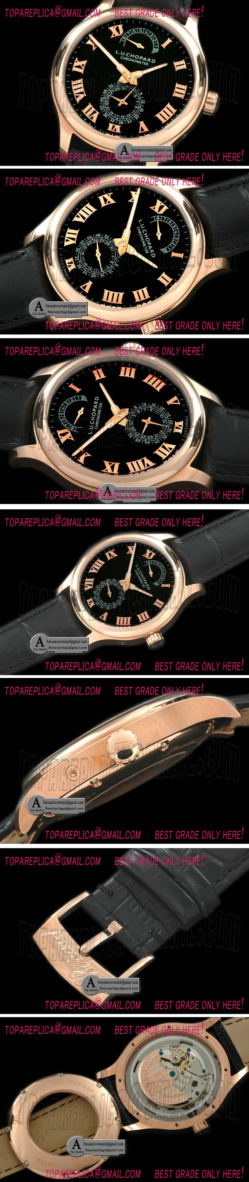 Chopard L.U.C Quattro 161926-5001 Reserve Rose Gold/Leather Black Asia 2813 Replica Watches
