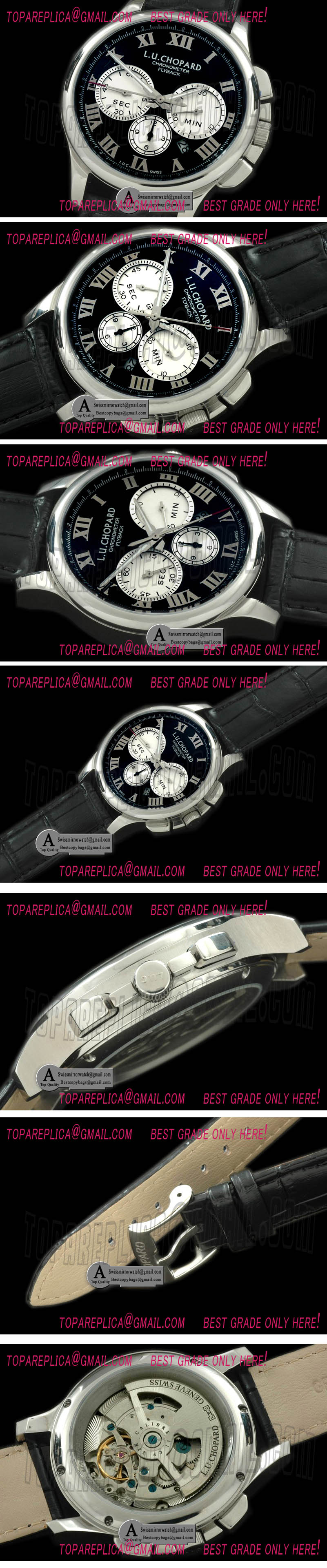 Chopard LUC Chronograph SS/Leather Black Asia 2813 Replica Watches