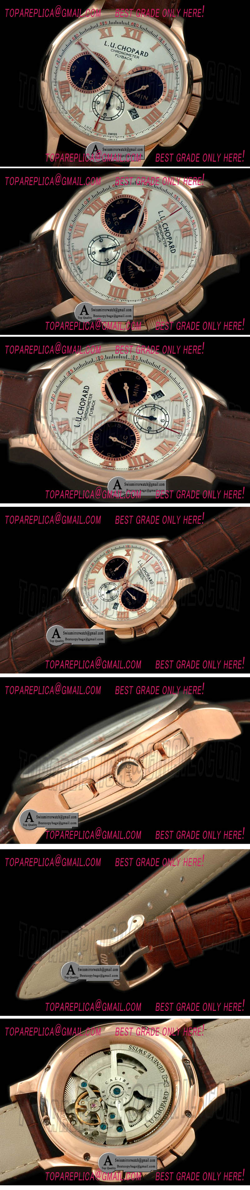 Chopard 161928-5001 LUC Chronograph Rose Gold/Leather White Asia 2813 Replica Watches