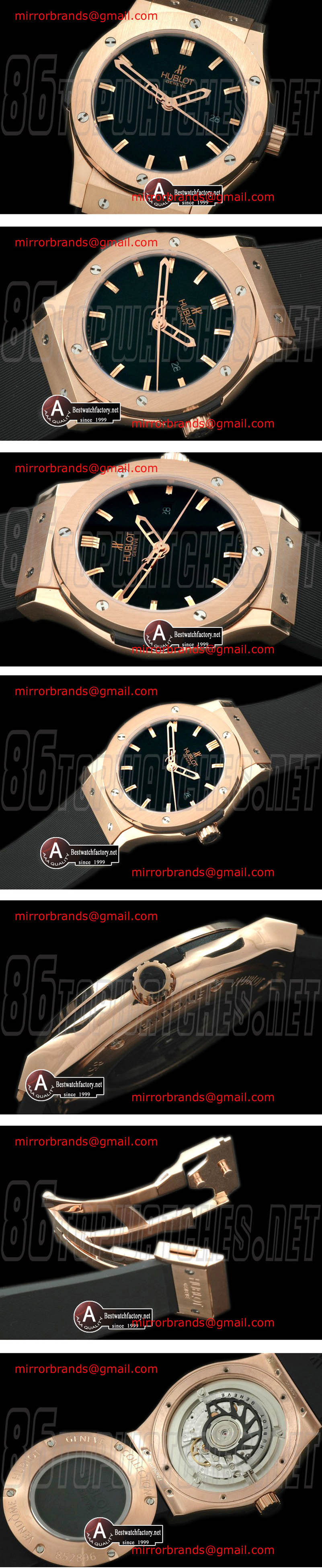 Luxury Hublot Classic Fusion 45mm 511.PX.1180.RX Rose Gold/Rubber Rose Gold Bezel Asian 2824