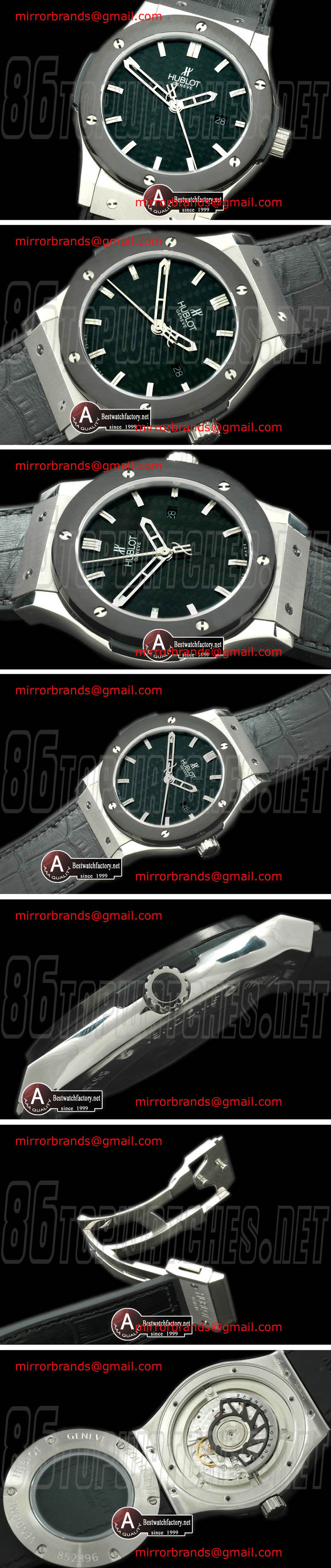 Luxury Hublot Classic Fusion SS/Leather PVD Bezel CF Black Asian 2824