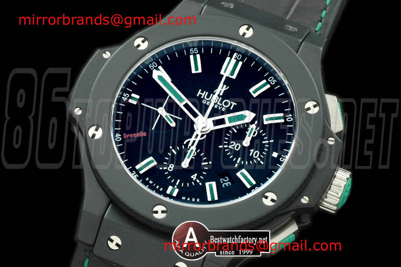 Luxury Hublot Big Bang "GreenGo" Special Ed Ceramic/Leather A-7500 28800 bph