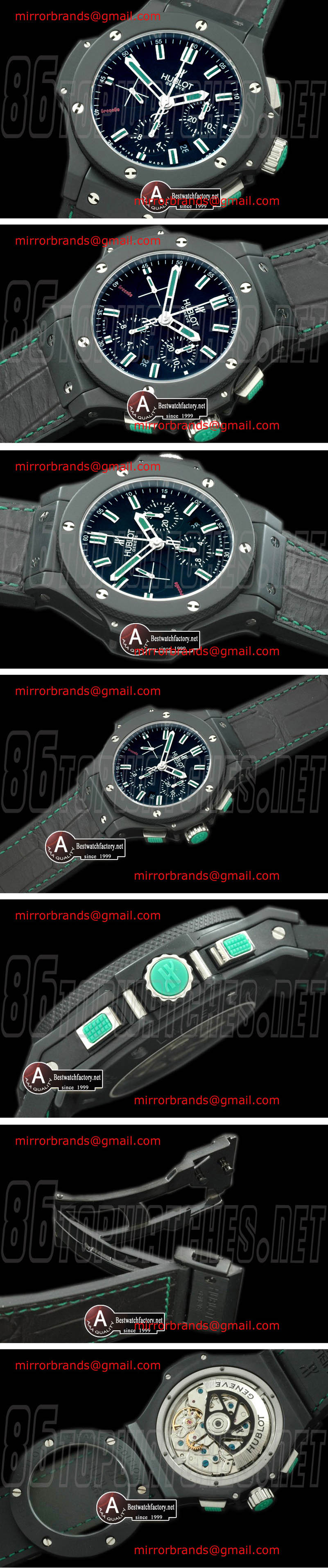 Luxury Hublot Big Bang "GreenGo" Special Ed Cer/Leather A-7500 28800 bph