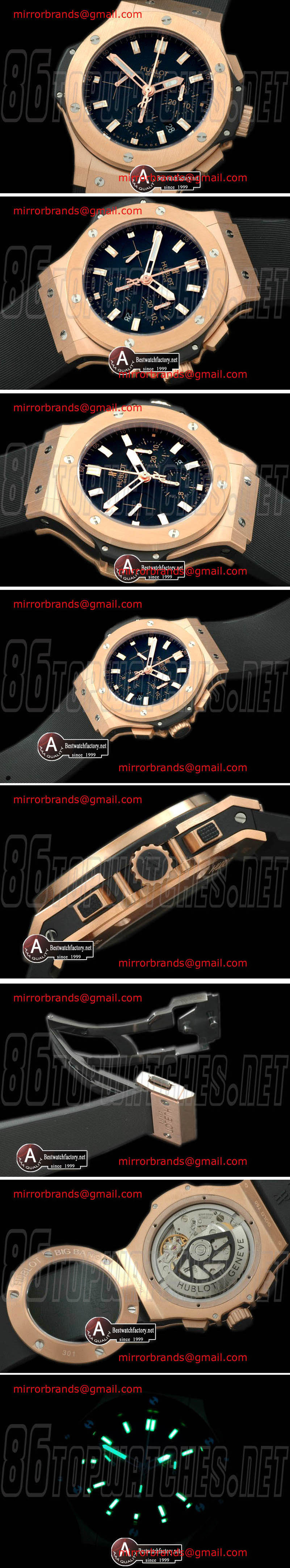 Luxury Hublot Big Bang Evolution Rose Gold/RoseGold/Leather Black A-7750 28800 bph