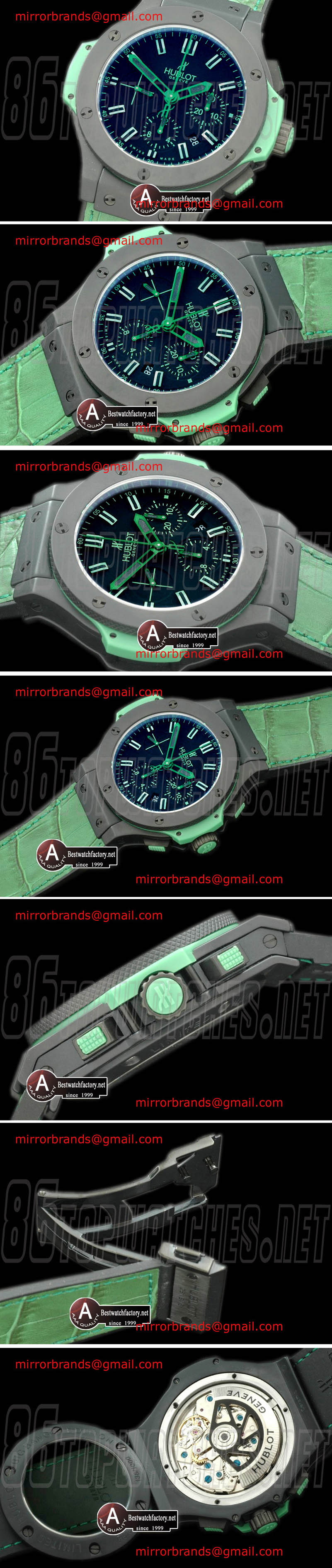 Luxury Hublot Big Bang "All Black Green" Special Edition 301.​CI.​1190.​GR.​ABG11 Ceramic/Leather A-7750