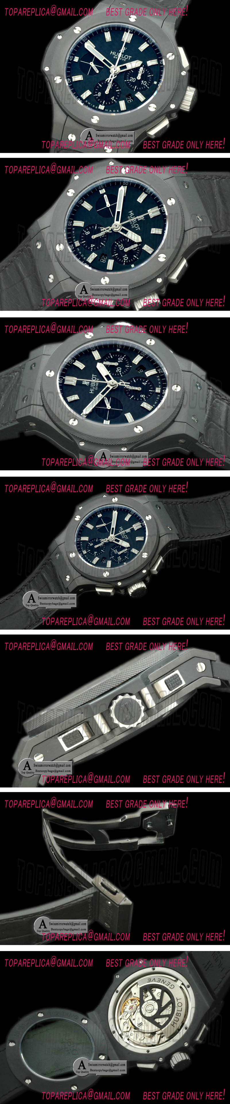 Hublot 301.CI.1770.RX Big Bang Black Magic II Ceramic/Ceramic/Leather Black A-7750 28800 Replica Watches