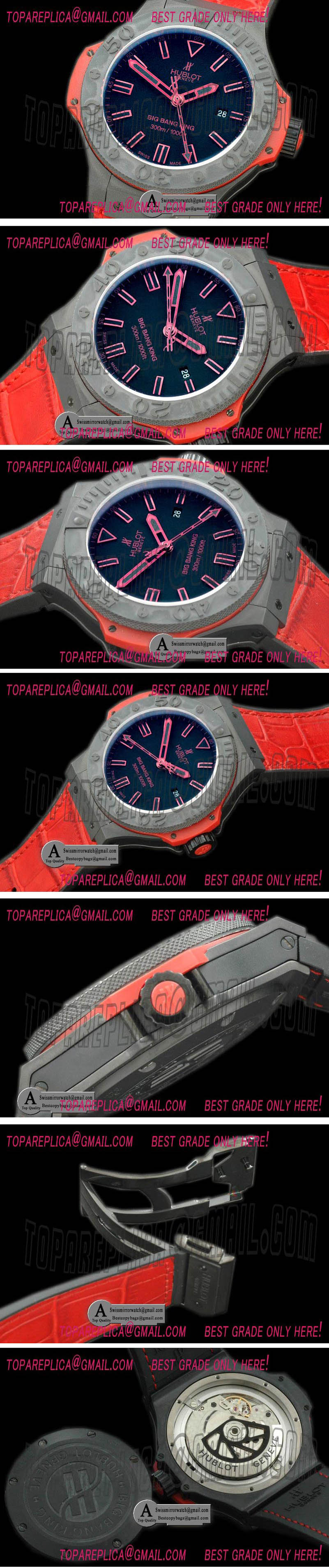 Hublot 322.CI.1130.GR.ABR10 Big Bang King All Black Red Ceramic/Rubber A-7750 Replica Watches