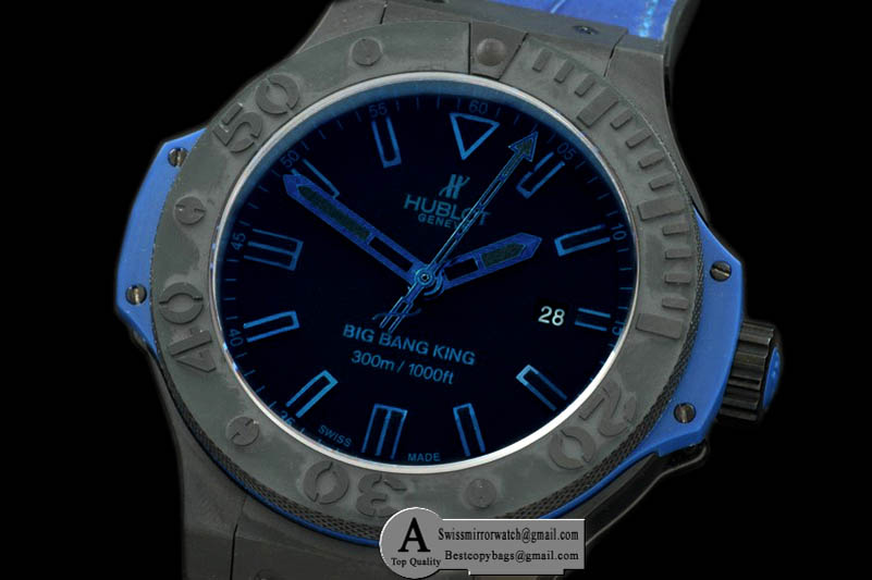 Hublot 322.CI.1190.GR.ABB09 Big Bang King All Black Blue CER/Rubber A-7750 Replica Watches