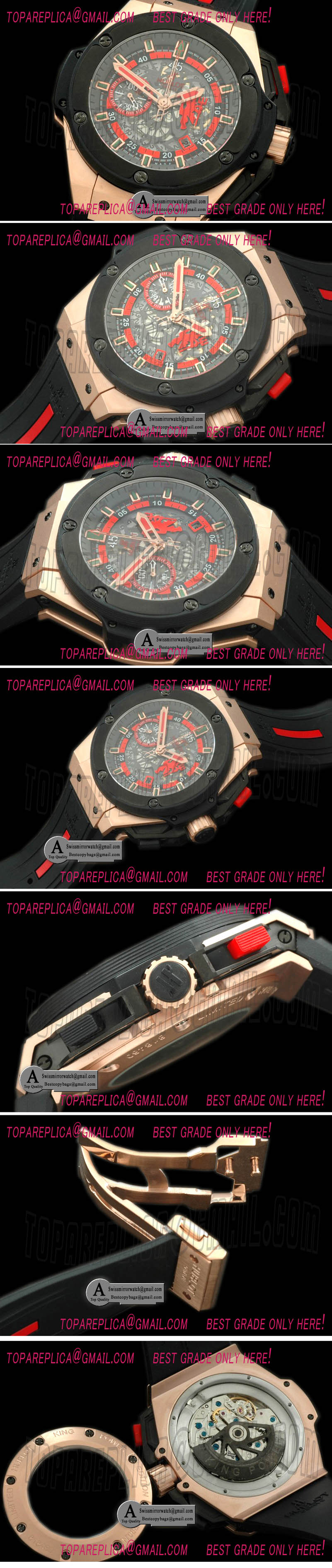 Hublot 716.OM.1129.RX.MAN11 King Power Red Devil Rose Gold/PVD/Rubber Skeleton Asian 7750 Replica Watches
