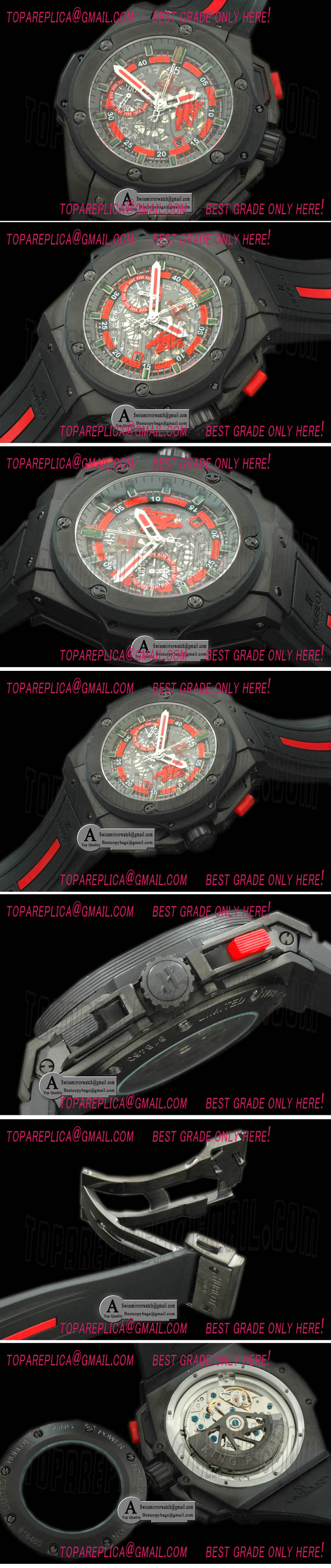 Hublot 716.CI.1129.RX.MAN11 King Power Red Devil PVD/Rubber Skeleton Asian 7750 Replica Watches