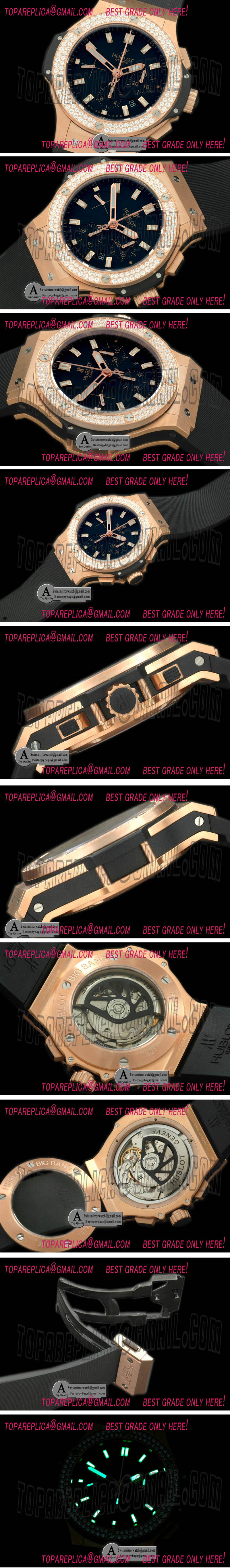 Hublot 301.PX.1180.RX.1104 Big Bang Evolution Rose Gold/Diamond/Leather Black A-7750 28800 Replica Watches