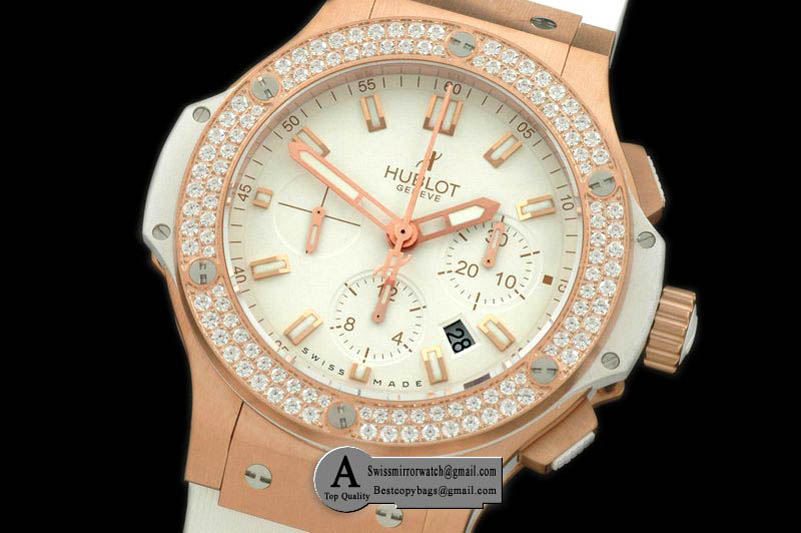 Hublot 301.PE.2180.RW.1104 Big Bang Evolution Rose Gold/Diamond/Leather White A-7750 28800 Replica Watches