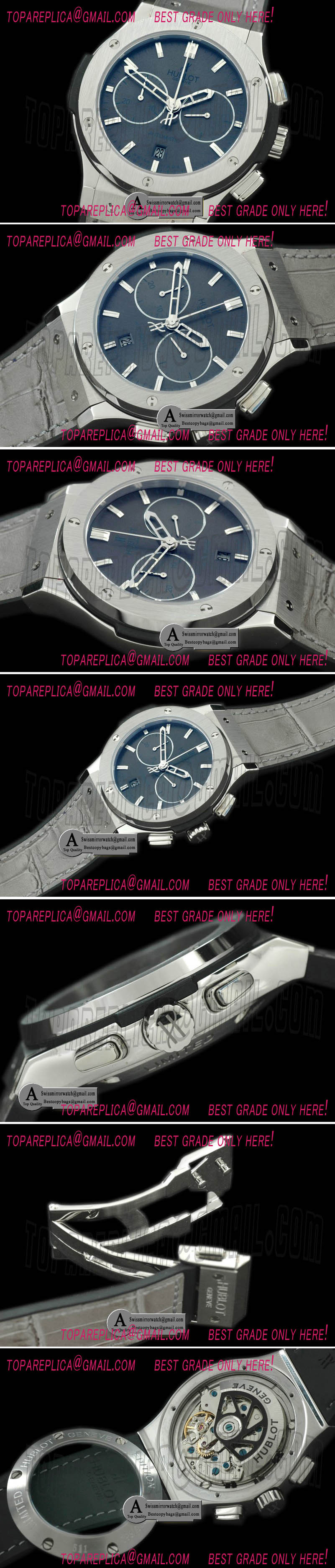 Hublot 521.NX.7070.LR Classic Fusion Chrono SS/Leather Grey A-7750 Sec@3 Replica Watches