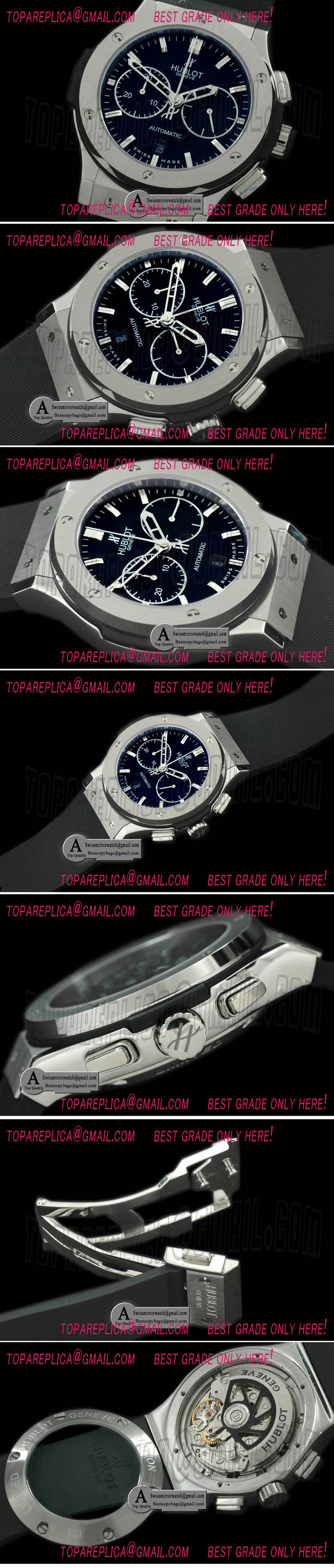 Hublot 521.NX.1170.LR Classic Fusion Chrono SS/Leather Black A-7750 Sec@3 Replica Watches