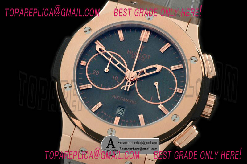 Hublot 521.OX.7080.LR Classic Fusion 45MM Chrono Rose Gold/Leather Grey A-7750 Sec@3 Replica Watches