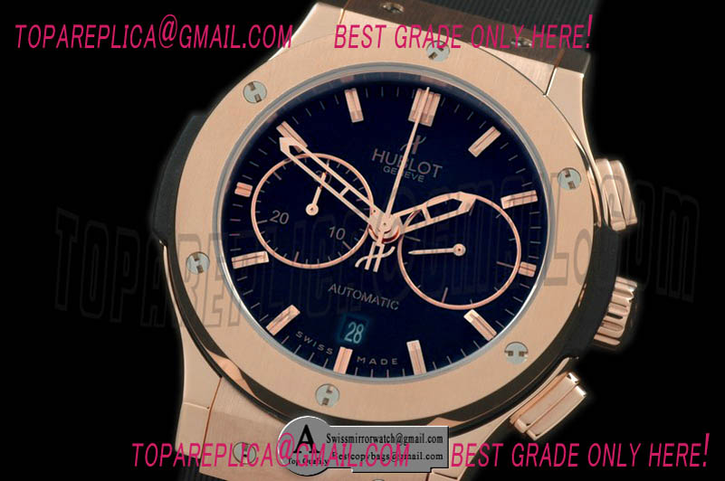 Hublot 521.OX.1180.LR Classic Fusion 45MM Chrono Rose Gold/Leather Black A-7750 Sec@3 Replica Watches