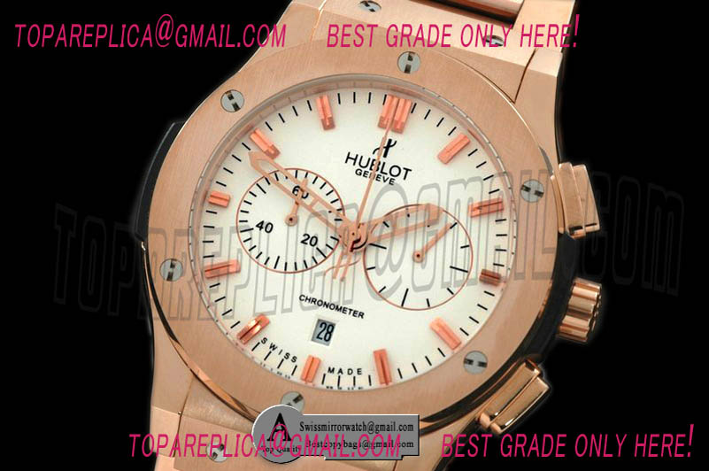 Hublot Classic Fusion 45MM Chrono Rose Gold/Rose Gold White Jap Quartz Replica Watches