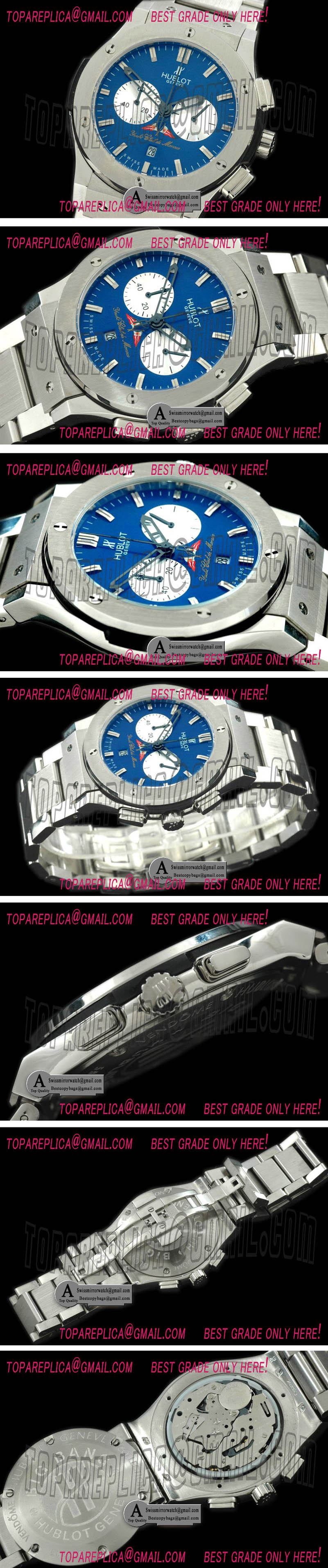 Hublot 521.NX.5117.LR.YCM11 Classic Fusion Chrono SS/SS Blue Japanese Quartz Replica Watches
