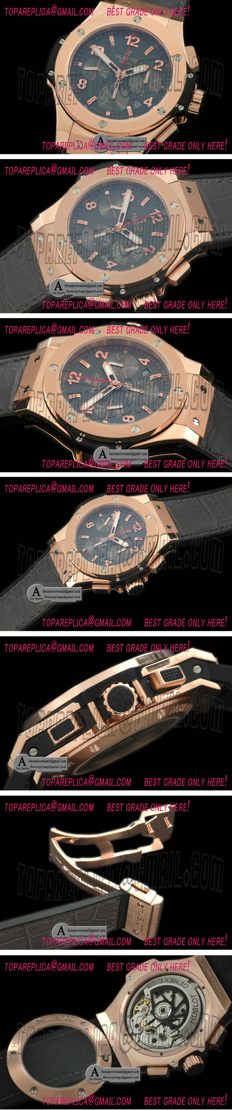 Hublot Big Bang Earl Grey Limited Editions Rose Gold/Leather Grey A-7750 Replica Watches