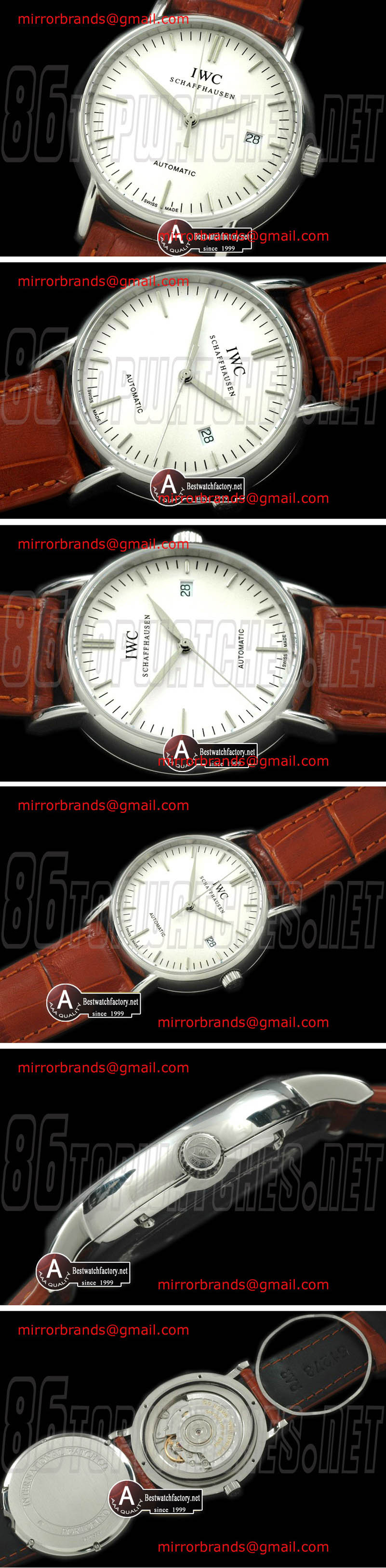 Luxury IWC Portifino Automatic SS/Leather White Asia 2892