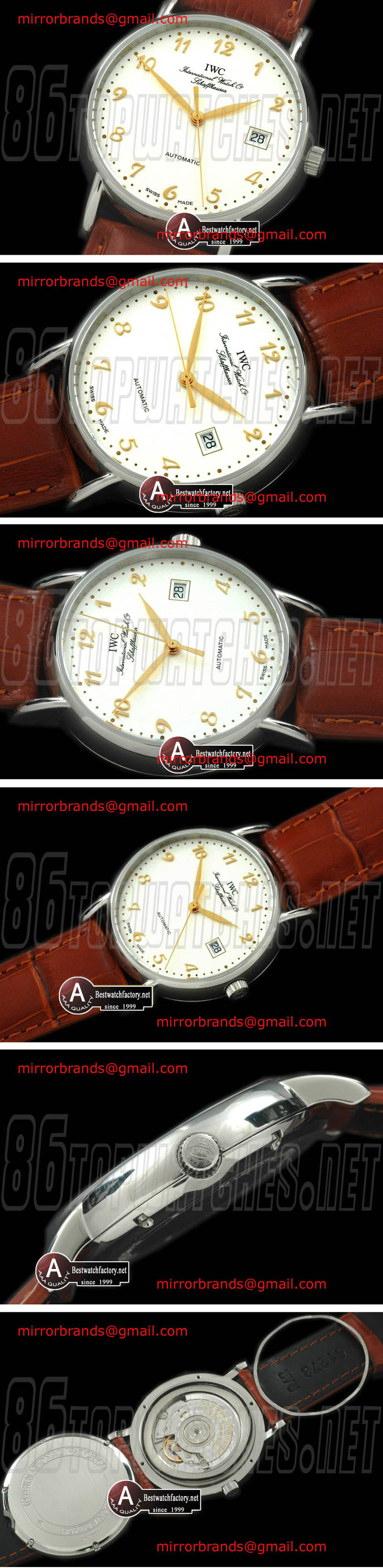 Luxury IWC Portifino Portifino Automatic SS/Leather White/Gold Num Asia 2892