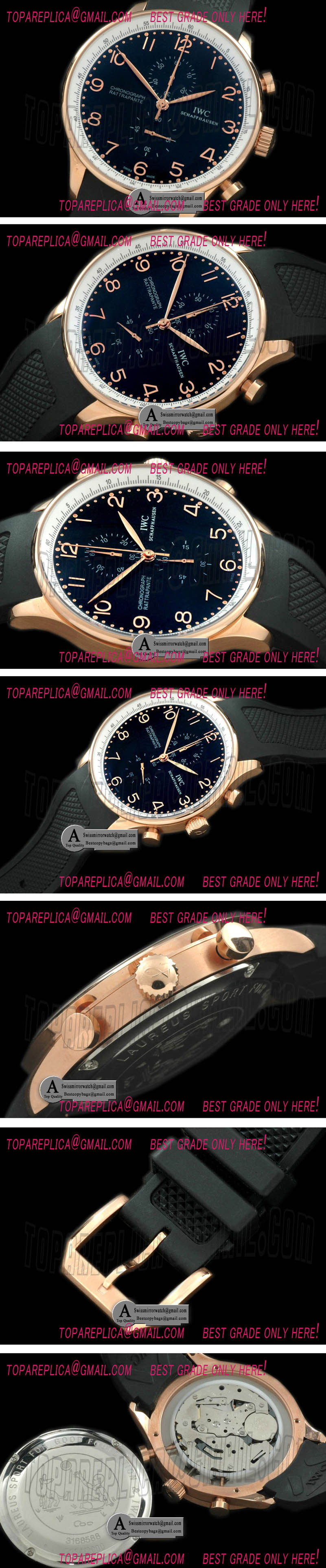 IWC Portuguese Rattrapante Chrono Rose Gold/Rubber Black Jap OS Qtz Replica Watches