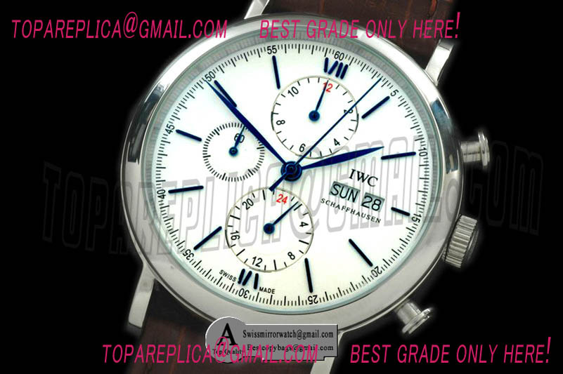 IWC IW3910-01 Portofino Chrono SS/Leather White Asian 21J Faux Chrono Replica Watches