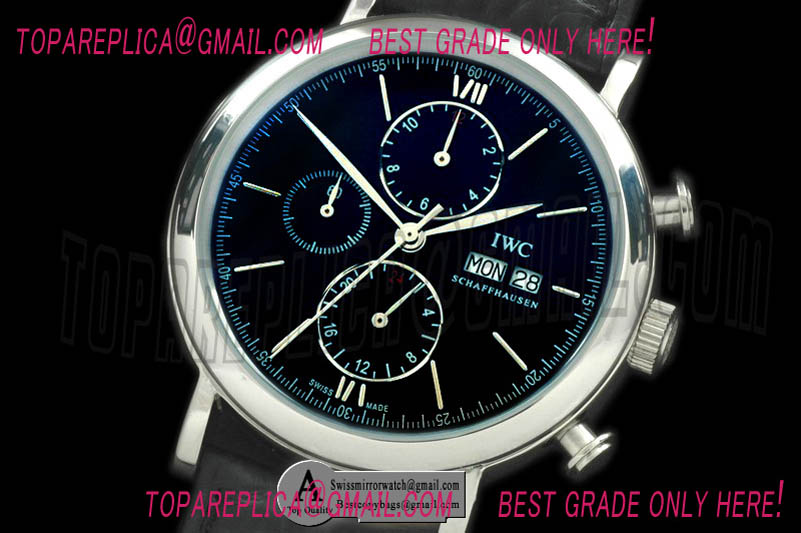 IWC IW3910-02 Portofino Chrono SS/Leather Black Asian 21J Faux Chrono Replica Watches