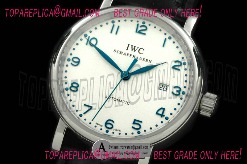 IWC Portifino Automatic SS/Leather White/Blue Numeral Asia 2824 Replica Watches
