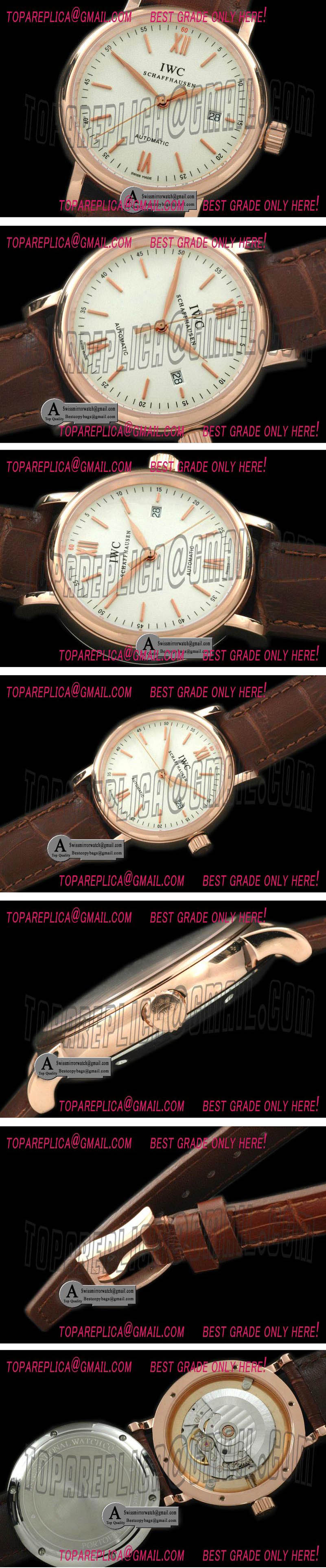 IWC IW356504 Portifino Automatic Rose Gold/Leater White Asia 2824 Replica Watches
