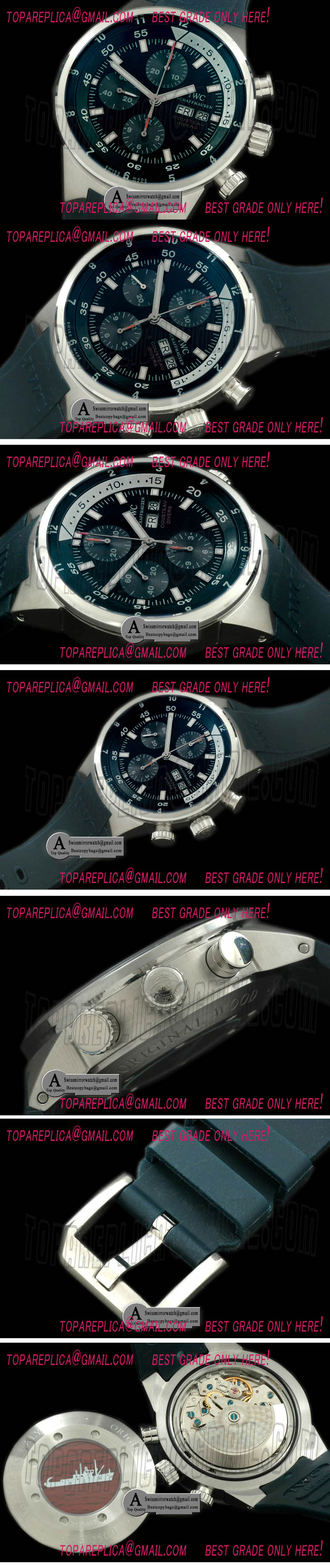 IWC IW378201 Cousteau Divers Chrono Aquatimer SS Blue A-7750 Replica Watches